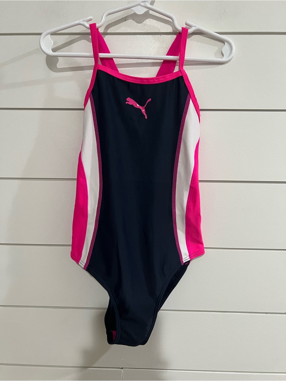 Puma Black, Hot Pink and White Girls' One-Piece Swimsuit